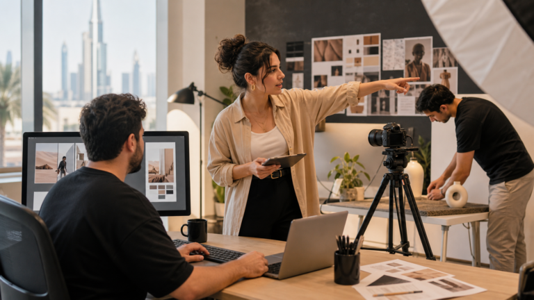 Digital marketing agency founder directing a content shoot in Dubai